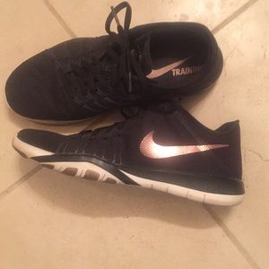 Black and Rose Gold Nike Free Trainers